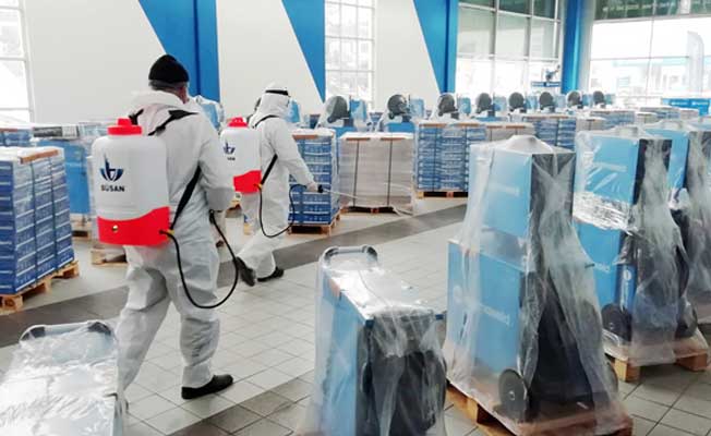 Büsan’da işyerleri dezenfekte ediliyor