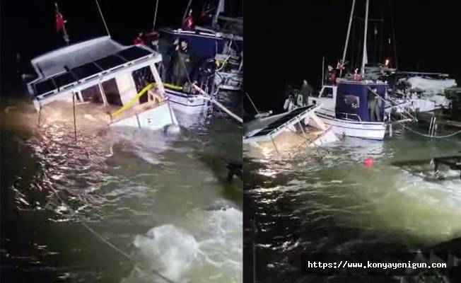 Akyaka'da lodos tekne batırdı