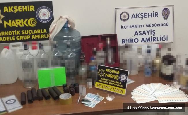 Akşehir’de uyuşturucu ve sahte alkol operasyonu