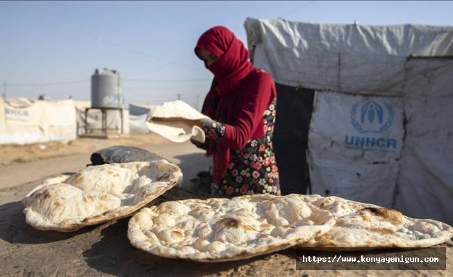 DEAŞ'tan kaçarak Musul'daki mülteci kampına sığınan kadınlar ekmeklerini 6 yıldır tandırda pişiriyor