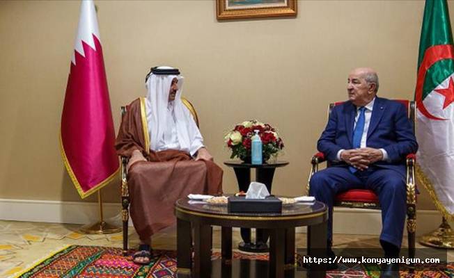 Katar Emiri Şeyh Temim ve Cezayir Cumhurbaşkanı Tebbun, ilişkileri geliştirmeyi hedefliyor