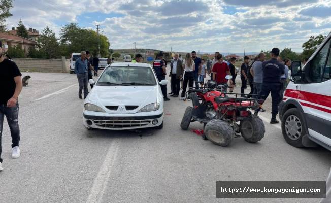 Konya'da ATV motor ile otomobilin çarpışması sonucu 2 kişi yaralandı
