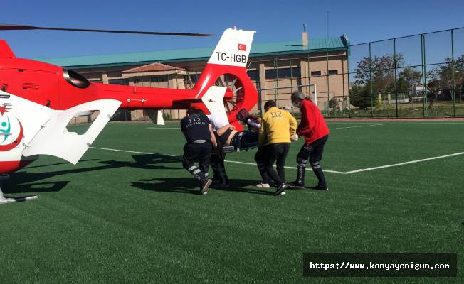 Konya’da kalp krizi geçiren hasta hava ambulansıyla nakledildi