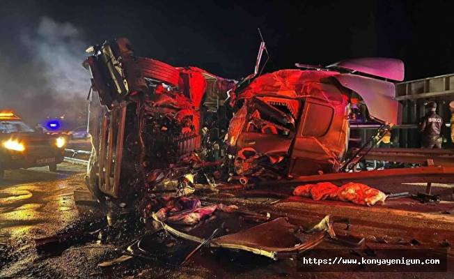 Anadolu Otoyolu'nda feci kaza: Devrilen tırda sıkışan sürücü hayatını kaybetti