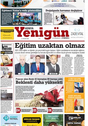 Konya Yenigün Gazetesi - 21.01.2022 Manşeti