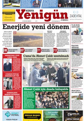 Konya Yenigün Gazetesi - 22.01.2022 Manşeti
