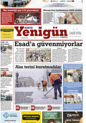 Konya Yenigün Gazetesi - 28.01.2022 Manşeti