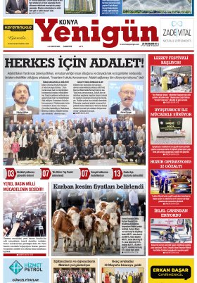 Konya Yenigün Gazetesi - 21.05.2022 Manşeti