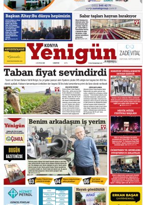 Konya Yenigün Gazetesi - 23.09.2022 Manşeti