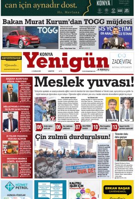 Konya Yenigün Gazetesi - 10.12.2022 Manşeti