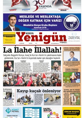 Konya Yenigün Gazetesi - 30.01.2023 Manşeti