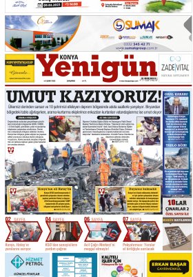 Konya Yenigün Gazetesi - 08.02.2023 Manşeti